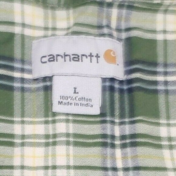 Carhartt Relaxed Fit Plaid Button Front Shirt Short Sleeve  Men's L - Picture 3 of 4